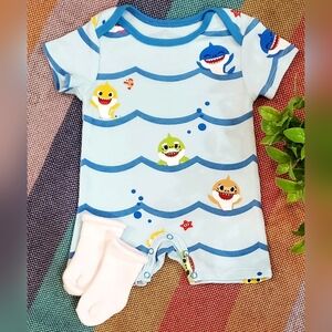 0-3 Month Baby Shark Romper
